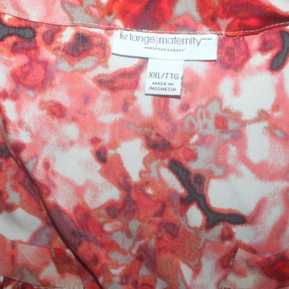 Liz Lange Maternity Tunic size XXL pink black sage floral modified Vneck NEW… - Picture 6 of 6